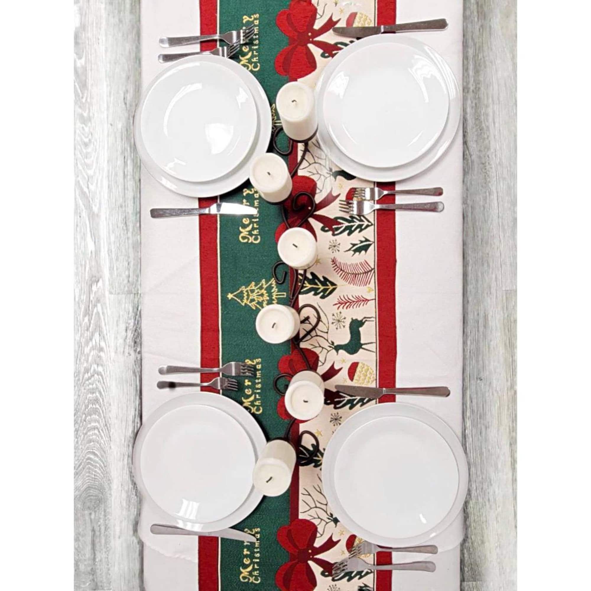 Wizardi 13.75" x 71" Festive Holiday Tree Christmas Table Runner